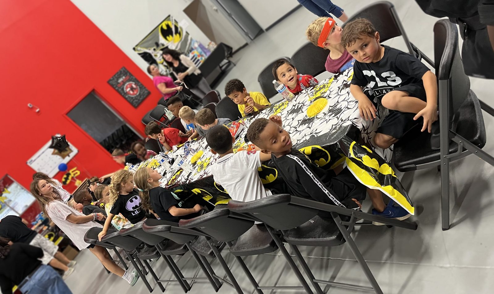 Kids celebrating a birthday party at the dojo